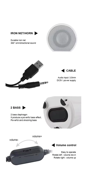 Hadron HD6024 Laptop/Masaüstü Bilgisayar Speaker 1+1 Bas Hoparlör - 9