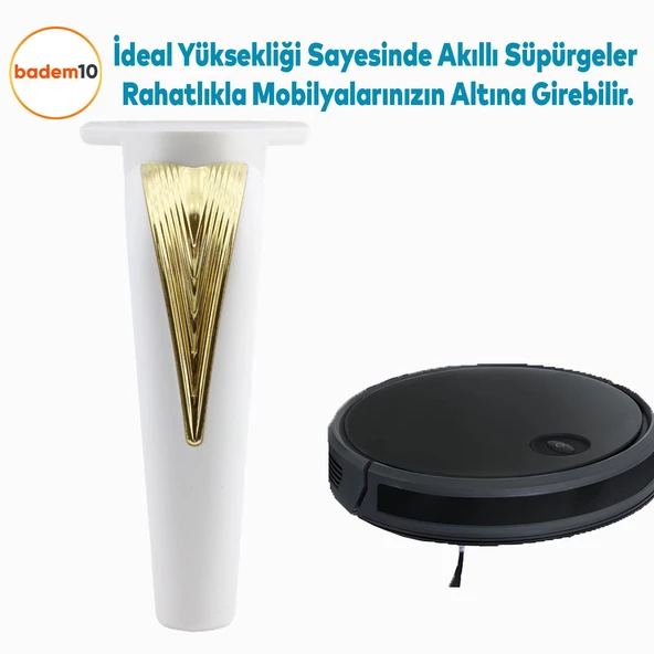 Tılsım Mobilya Oturma Grubu Kanepe Sehpa TV Ünitesi Koltuk Ayağı Baza Ayakları Beyaz Altın 16 cm - 5