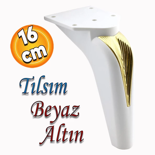 Tılsım Mobilya Oturma Grubu Kanepe Sehpa TV Ünitesi Koltuk Ayağı Baza Ayakları Beyaz Altın 16 cm