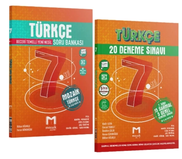 MOZAİK YAYINLARI 7. Sınıf Türkçe Soru Bankası ve Türkçe 20 Deneme (2 Kitap)