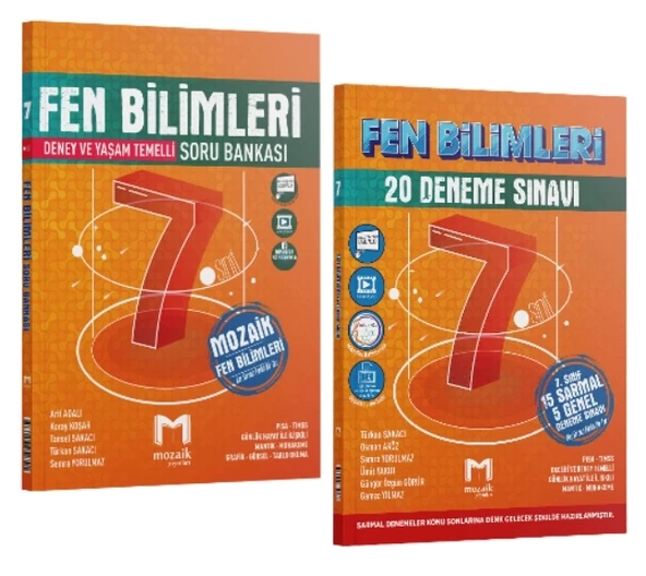 MOZAİK YAYINLARI 7. Sınıf Fen Bilimleri Soru Bankası ve Fen Bilimleri 20 Deneme (2 Kitap)