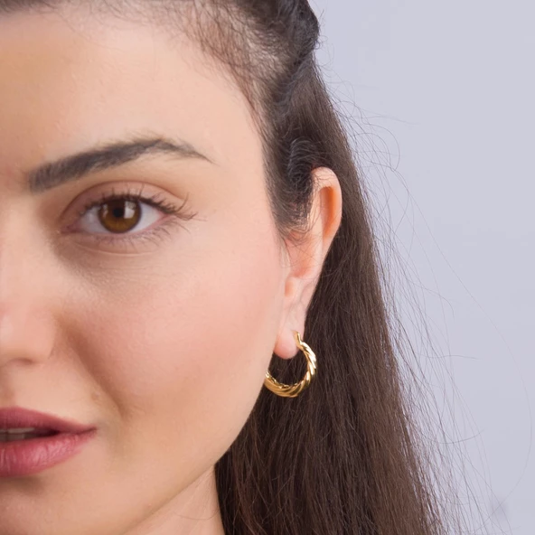 14 Ayar İtalyan Halka Altın Küpe 3,6 gr - 2