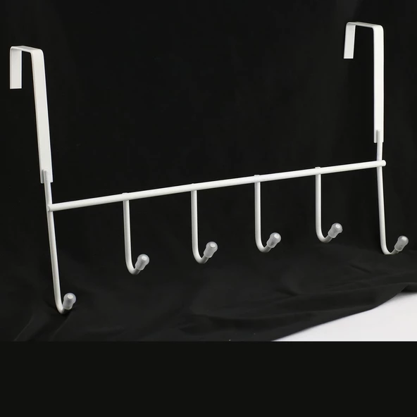 Ahşap Kapı Arkası Askılık Elbise Havlu Asma Askı Metal 6'lı Tekli Banyo Lavabo Sağlam Aparat Beyaz - 6
