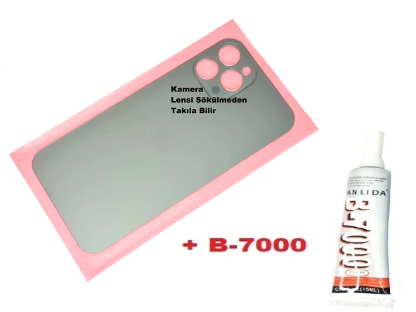 Tkgz İPhone 12 PRO MAX Arka Pil Batarya Kapağı (CAM+B-7000) YEŞİL