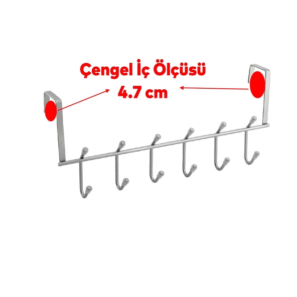Ahşap Kapı Arkası Çiftli Askılık Elbise Havlu Asma Askı Metal 6'lı Banyo Lavabo Sağlam Aparat Krom - 3