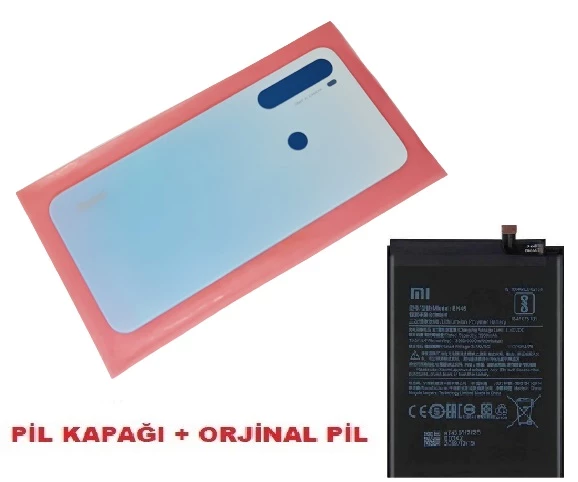 Tkgz Xiaomi Redmi NOTE 8 Arka Pil Batarya Kapağı + PİL (CAM) BEYAZ