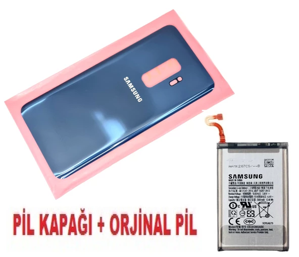 Tkgz Samsung Galaxy S9 PLUS Arka Pil Batarya Kapağı + PİL (CAM) MAVİ