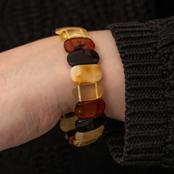 Lucky Life 925 Ayar Gumuss Yetişkin Damla Kehribar Bileklik - 5