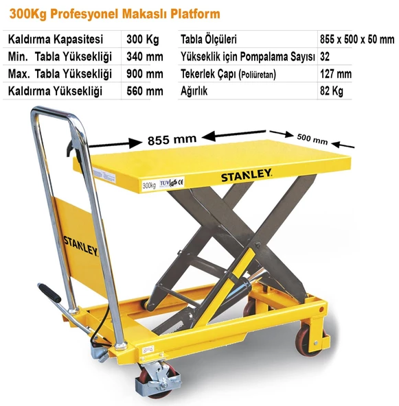 Stanley X300 300Kg Profesyonel Makaslı Platform - 7