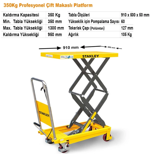 Stanley Xx350 350Kg Profesyonel Çift Makaslı Platform - 7