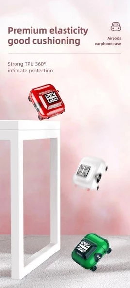 İphone Airpods 1. ve 2. Nesil Uyumlu Araba Figürlü Koruyucu Kılıf - Resim 2
