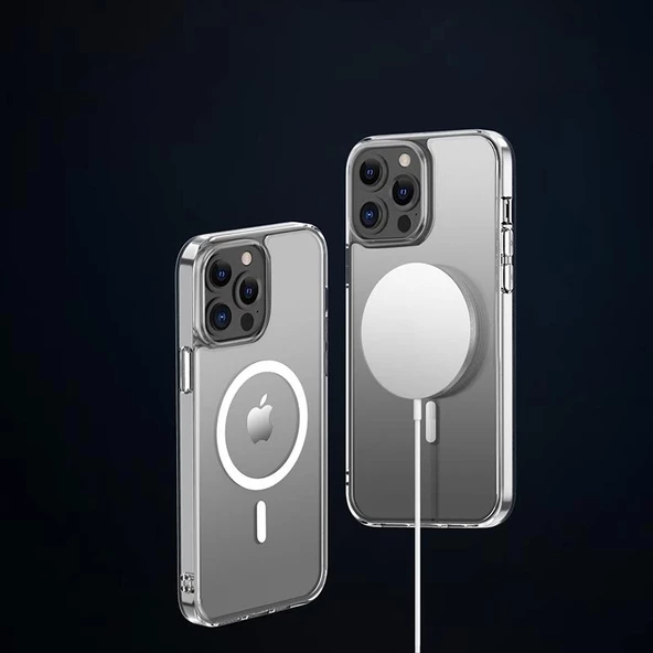 İphone 13 Pro Magsafe Kablosuz Şarj Destekli Manyetik Şeffaf Koruyucu Kılıf - 2