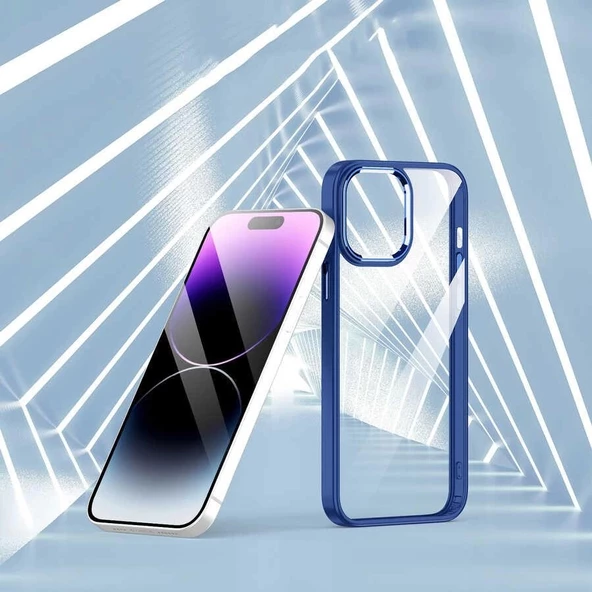 İphone 14 Pro Max Metal Kamera Çerçeveli Kenarları Renkli Kılıf - Resim 4