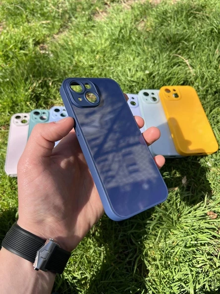 İphone 15 Uyumlu Parlak Premium Renkli Cam Telefon Kılıfı - Resim 4