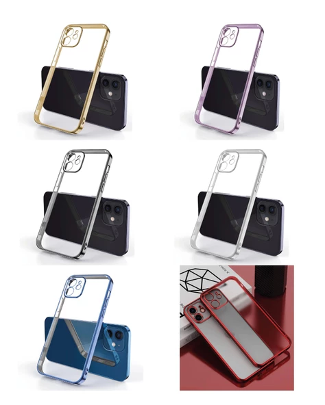 Lazer Parlak Çerçeve Şeffaf Plating Cep Telefonu Kılıfı ürün görseli