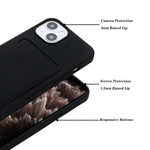 iPhone Kartlıklı Silikon Kamera Korumalı Kılıf - Resim 2