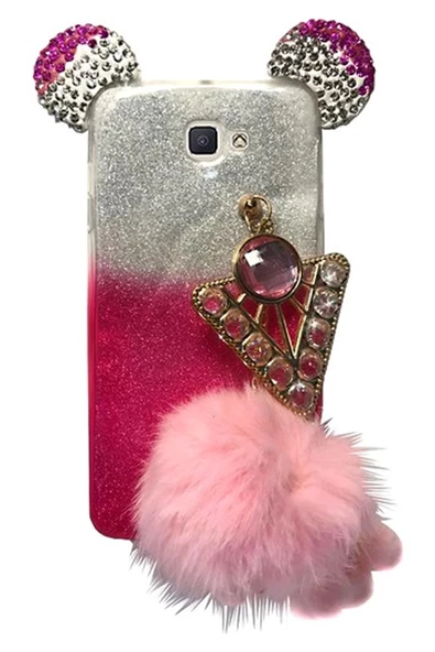 Taşlı Ponpon Kapak Telefon Kılıfı - 5