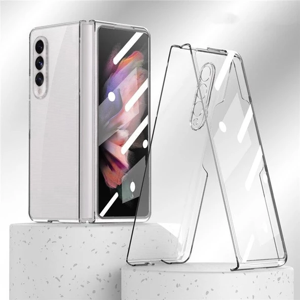 Samsung Galaxy Z Fold 3 Sert Kristal Kapak Koruma Kılıf - Şeffaf - Resim 2
