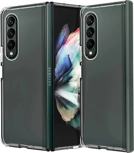 Samsung Galaxy Z Fold 4 Sert Kristal Kapak Koruma Kılıf - Şeffaf - Resim 3
