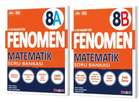 FENOMEN YAYINLARI 8. SINIF Matematik A+B Soru Bankası (2 KİTAP) ürün görseli