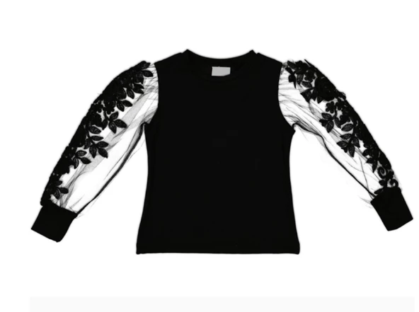 uğurböceğiçocuk Lady Gold Kol Güpür Detay Kız Çocuk Gömlek 6088