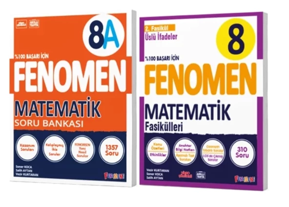 FENOMEN YAYINLARI 8. SINIF Matematik A Soru Bankası ve Matematik 2. Fasikül (Üslü İfadeler)(2 KİTAP) ürün görseli