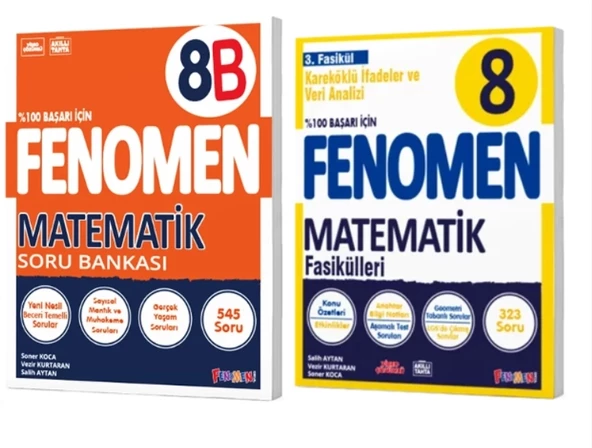 FENOMEN YAYINLARI 8. SINIF Matematik B Soru Bankası ve Matematik 3. Fasikül (Kareköklü İfadeler ve Veri Analizi)(2 KİTAP