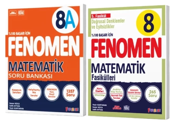 FENOMEN YAYINLARI 8. SINIF Matematik A Soru Bankası ve Matematik Fasikülü 5 (Doğrusal Denklemler Ve Eşitsizlikler)(2 KİT ürün görseli