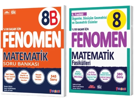 FENOMEN YAYINLARI 8. SINIF Matematik B Soru Bankası ve Matematik 6. Fasikül (Üçgenler, Dönüşüm Geometrisi Ve Geometrik C