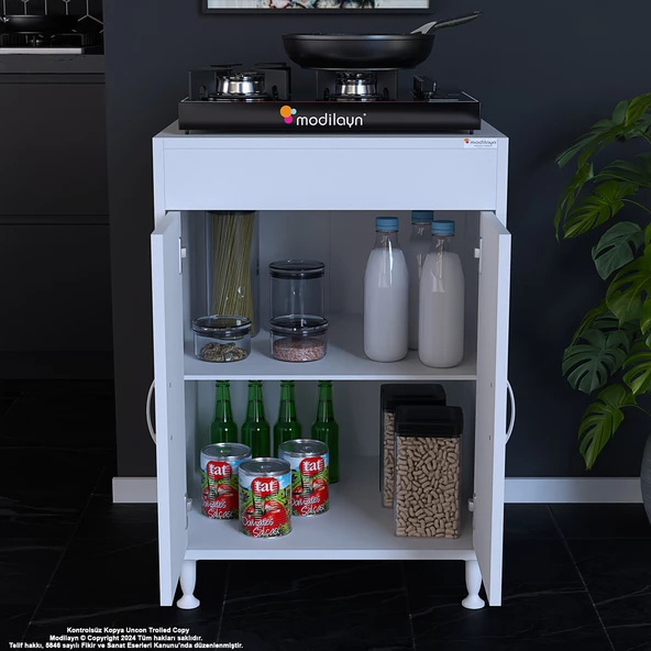 Modilayn AYMEN 59,6 x 85 x 56 cm Set üstü Ocak Ve Tek Raflı Çok Amaçlı Mutfak Dolabı - 4