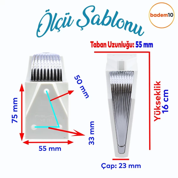 Salkım Mobilya Oturma Grubu Kanepe Sehpa TV Ünitesi Koltuk Ayağı Baza Ayakları Beyaz Krom 16 cm - 2