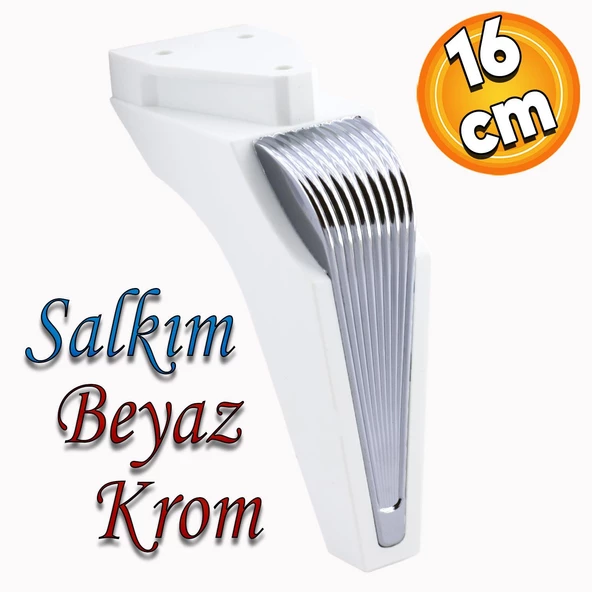 Salkım Mobilya Oturma Grubu Kanepe Sehpa TV Ünitesi Koltuk Ayağı Baza Ayakları Beyaz Krom 16 cm