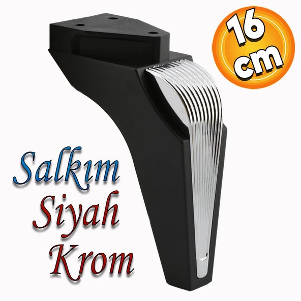 Salkım Mobilya Oturma Grubu Kanepe Sehpa TV Ünitesi Koltuk Ayağı Baza Ayakları Siyah Krom 16 cm