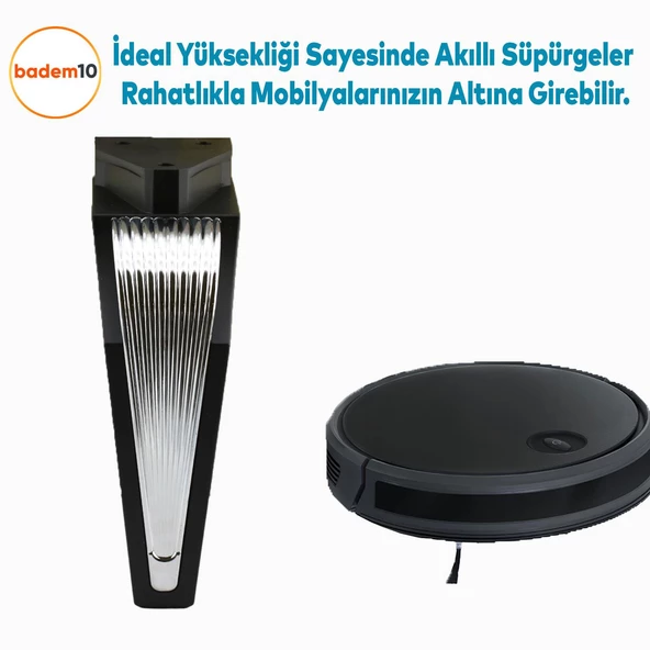 Salkım Mobilya Oturma Grubu Kanepe Sehpa TV Ünitesi Koltuk Ayağı Baza Ayakları Siyah Krom 16 cm - 5