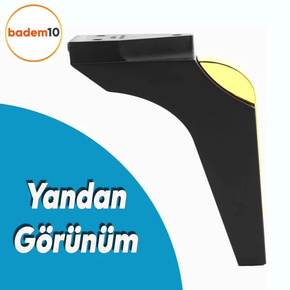 Salkım Mobilya Oturma Grubu Kanepe Sehpa TV Ünitesi Koltuk Ayağı Baza Ayakları Siyah Altın 16 cm - 3