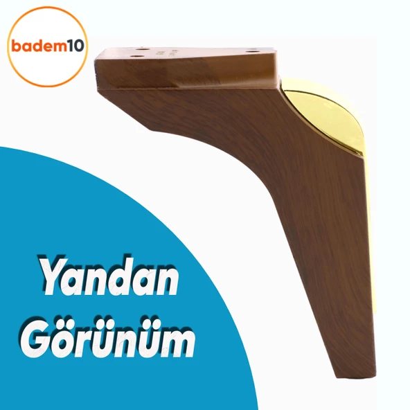 Salkım Mobilya Oturma Grubu Kanepe Sehpa TV Ünitesi Koltuk Ayağı Baza Ayakları Ceviz Altın 16 cm - Resim 3