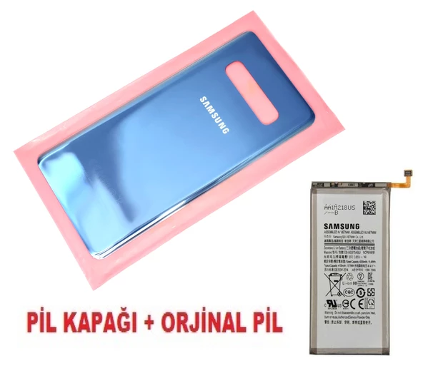 Tkgz Samsung Galaxy S10 PLUS Arka Pil Batarya Kapağı + PİL (CAM) MAVİ ürün görseli 1