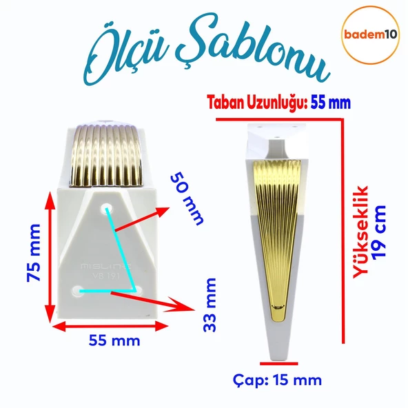 Salkım Mobilya Oturma Grubu Kanepe Tv Ünitesi Konsol Koltuk Ayağı Ayakları Beyaz Altın 19 Cm - 2