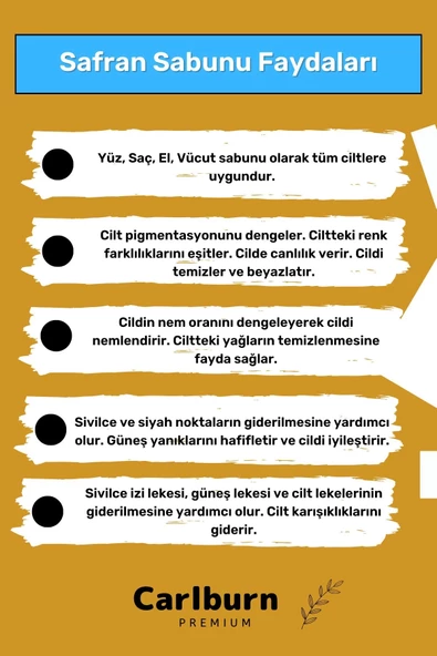 Özel Üretim %100 Doğal Koku Yüz Cilt Beyazlatıcı Organik Nemlendirici Safran Sabunu 5'li Set - Resim 3