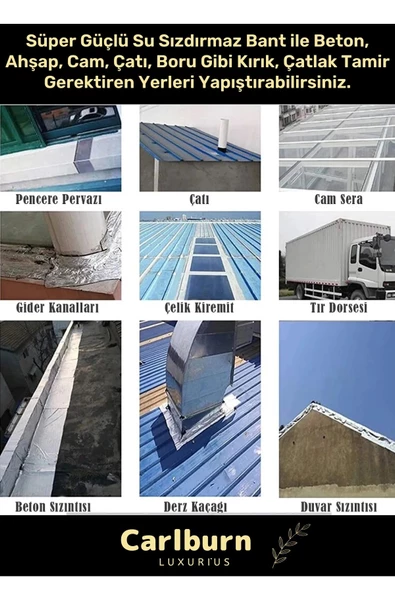 Özel Üretim Çok Amaçlı Su Geçirmez Sızdırmaz Güçlü Dayanıklı Izolasyon Gri Tamir Bandı 48 Mm 3x10 Mt - 2