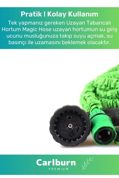 Özel Üretim Dolaşmaz Kırılmaz 7 Kademeli Uzayan Bahçe Sulama Araç Yıkama Tabancalı Hortumu 15 Metre - 5