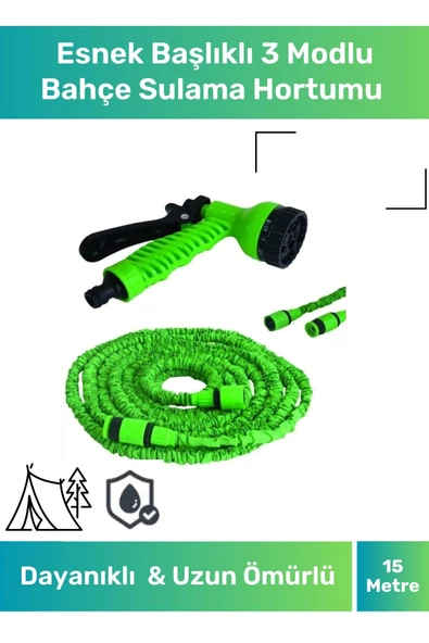 Özel Üretim Dolaşmaz Kırılmaz 7 Kademeli Uzayan Bahçe Sulama Araç Yıkama Tabancalı Hortumu 15 Metre
