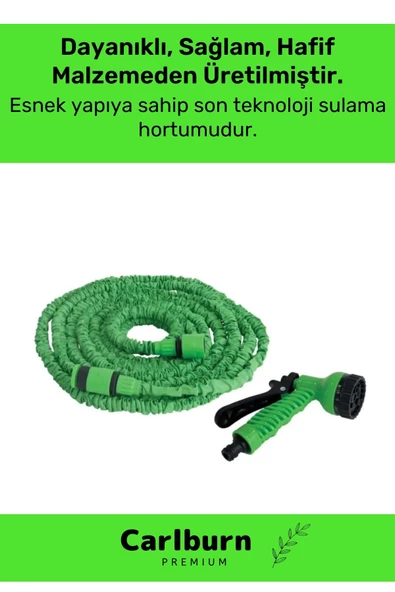 Özel Üretim Dolaşmaz Kırılmaz 7 Kademeli Uzayan Bahçe Sulama Araç Yıkama Tabancalı 30 Metre Hortum - 2