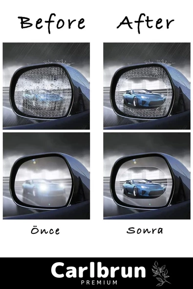 Özel Üretim Yağmur Kaydırıcı Film Araba Dış Yan Dikiz Aynası Filmi Buğu Önleyici Su Tutmaz 2 Adet - 4