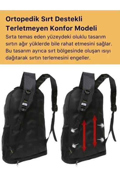 Büyük Boy Ortopedik & Terletmeyen Konfor Modeli Çok Gözlü Bölmeli Lise Ortaokul Okul Sırt Çantası - 3