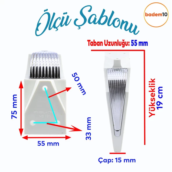 Salkım Mobilya Oturma Grubu Kanepe Tv Ünitesi Konsol Koltuk Ayağı Ayakları Beyaz Krom 19 Cm - 2