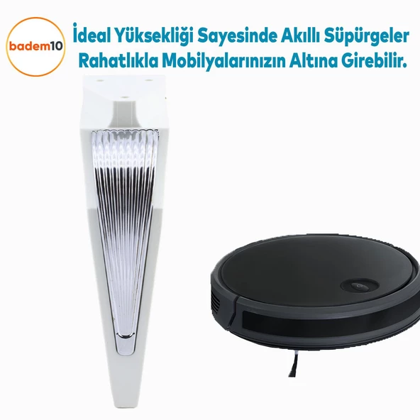 Salkım Mobilya Oturma Grubu Kanepe Tv Ünitesi Konsol Koltuk Ayağı Ayakları Beyaz Krom 19 Cm - 5