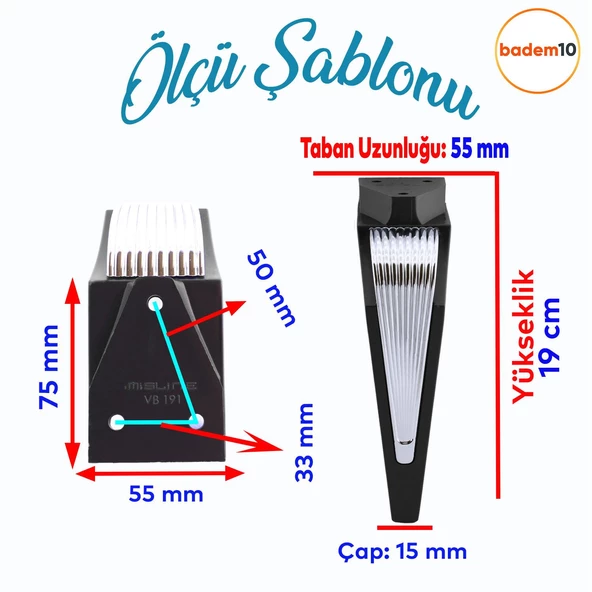 Salkım Mobilya Oturma Grubu Kanepe Tv Ünitesi Konsol Koltuk Ayağı Ayakları Siyah Krom 19 Cm - Resim 2