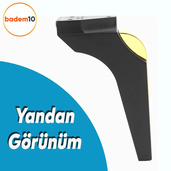 Salkım Mobilya Oturma Grubu Kanepe Tv Ünitesi Konsol Koltuk Ayağı Ayakları Siyah Altın 19 Cm - 3