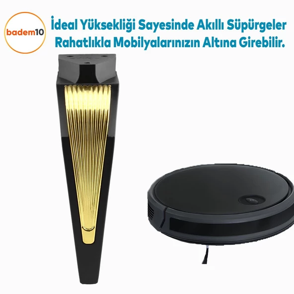 Salkım Mobilya Oturma Grubu Kanepe Tv Ünitesi Konsol Koltuk Ayağı Ayakları Siyah Altın 19 Cm - 5